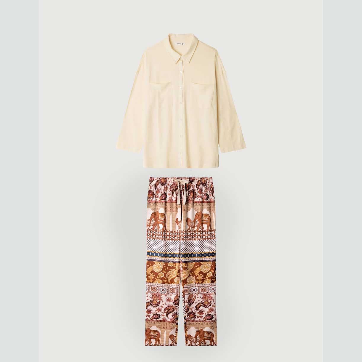 Pigiama Donna Gisela 2/20176S Camicia in Jersey e Pantaloni in Raso - 2