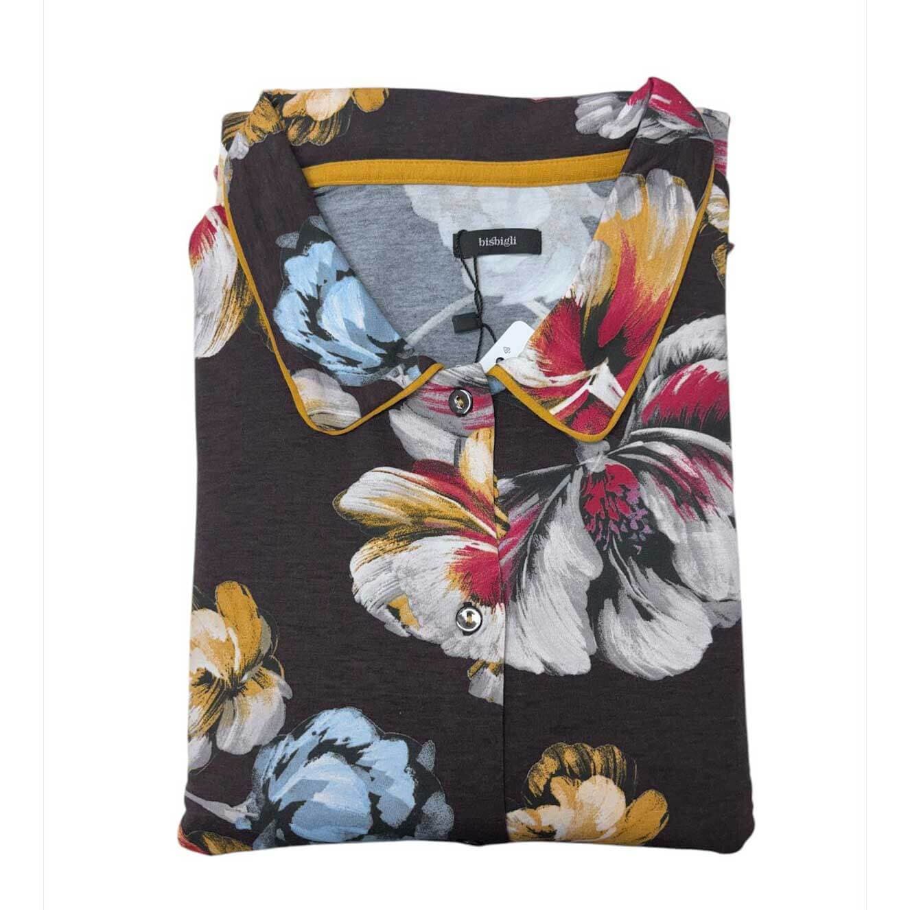 Pigiama Donna Autunno/Inverno Bisbigli BQ202060 – Aperto con Rever in Viscosa Stampata