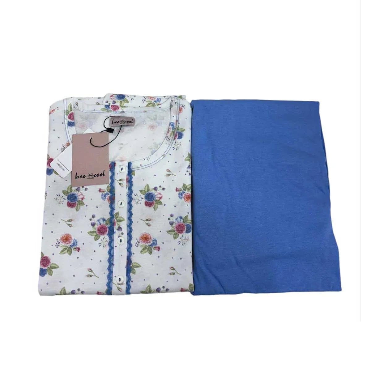 Pigiama Donna Bisbigli BO774366 Bee Cool Autunno/Inverno Serafino 100% Cotone