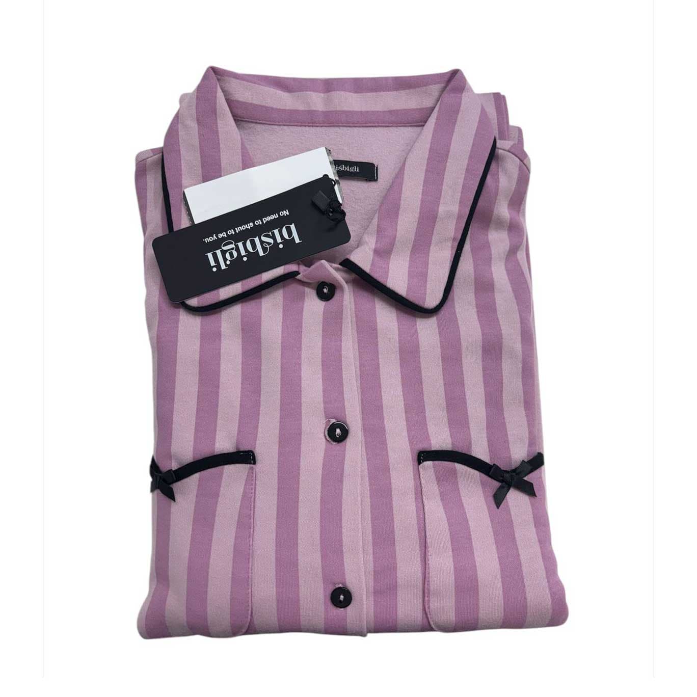 Pigiama Donna Autunno/Inverno Bisbigli BQ292144 – Interlock Stampato Aperto con Collo - 2