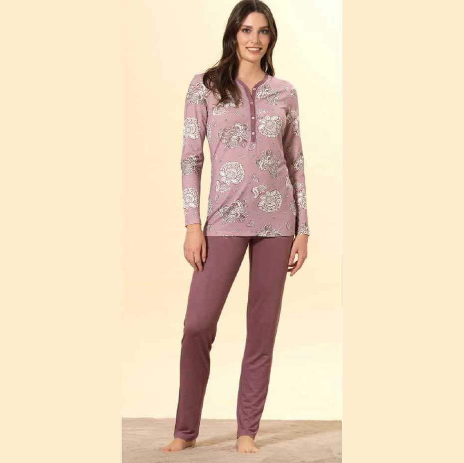 Pigiama Donna Autunno/Inverno Bisbigli BQ202068 – Serafino in Viscosa Stampata con Pantalone Fantasia - 2