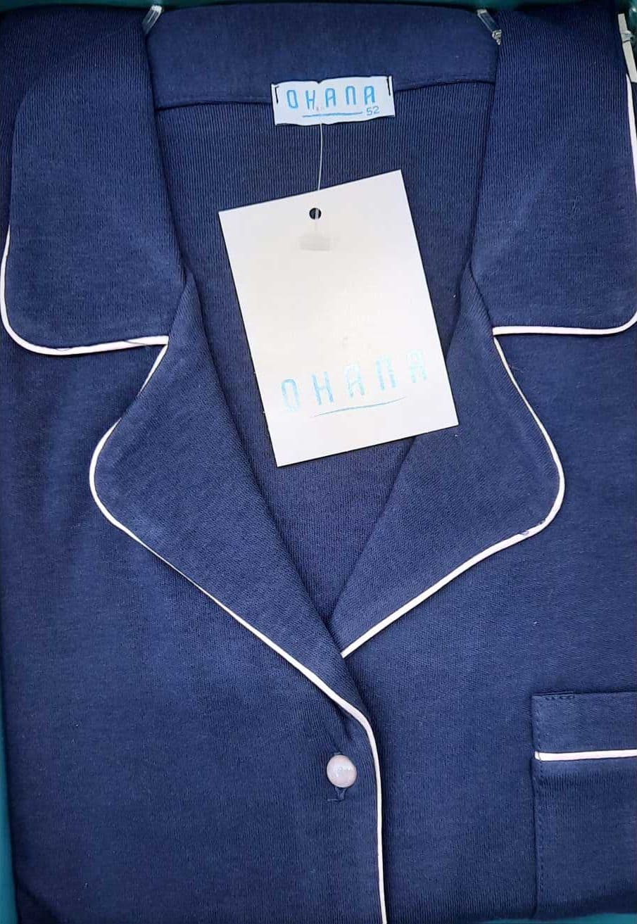 Pigiama Autunno/Inverno Donna Ohana Interlock aperto 100% Cotone - 2