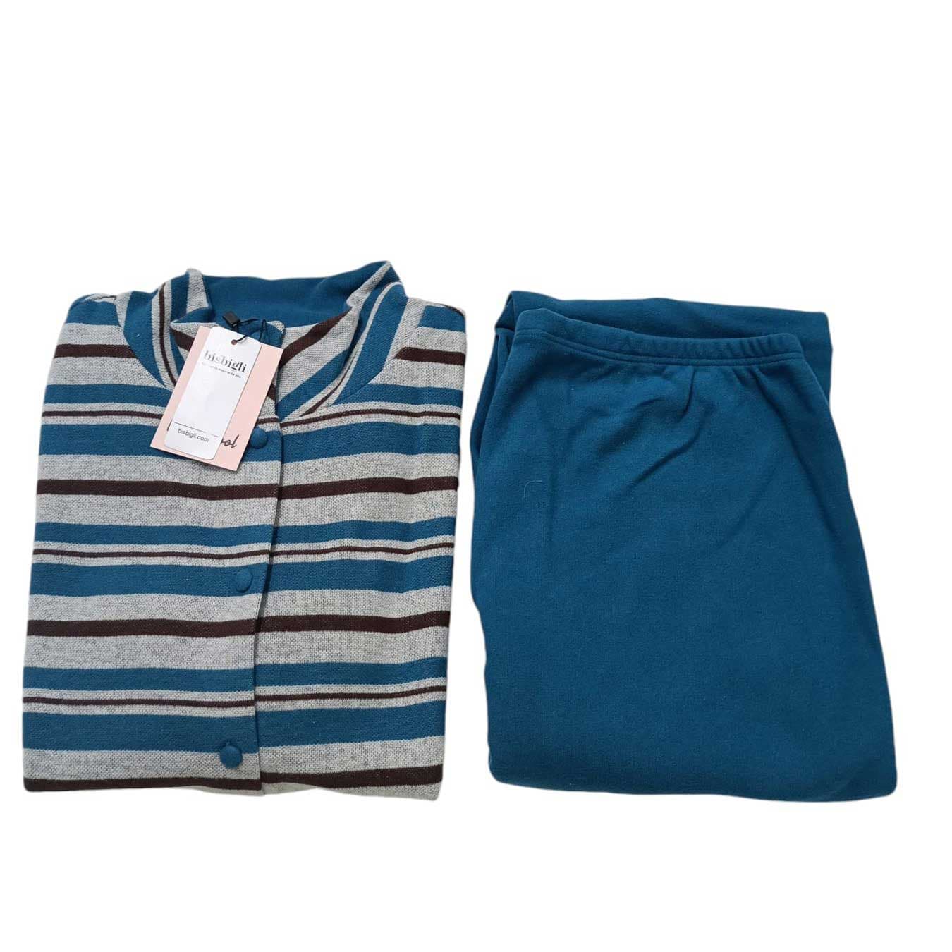 Pigiama Donna Bisbigli BO377762 Bee Cool Autunno/Inverno Aperto con Collo - 5
