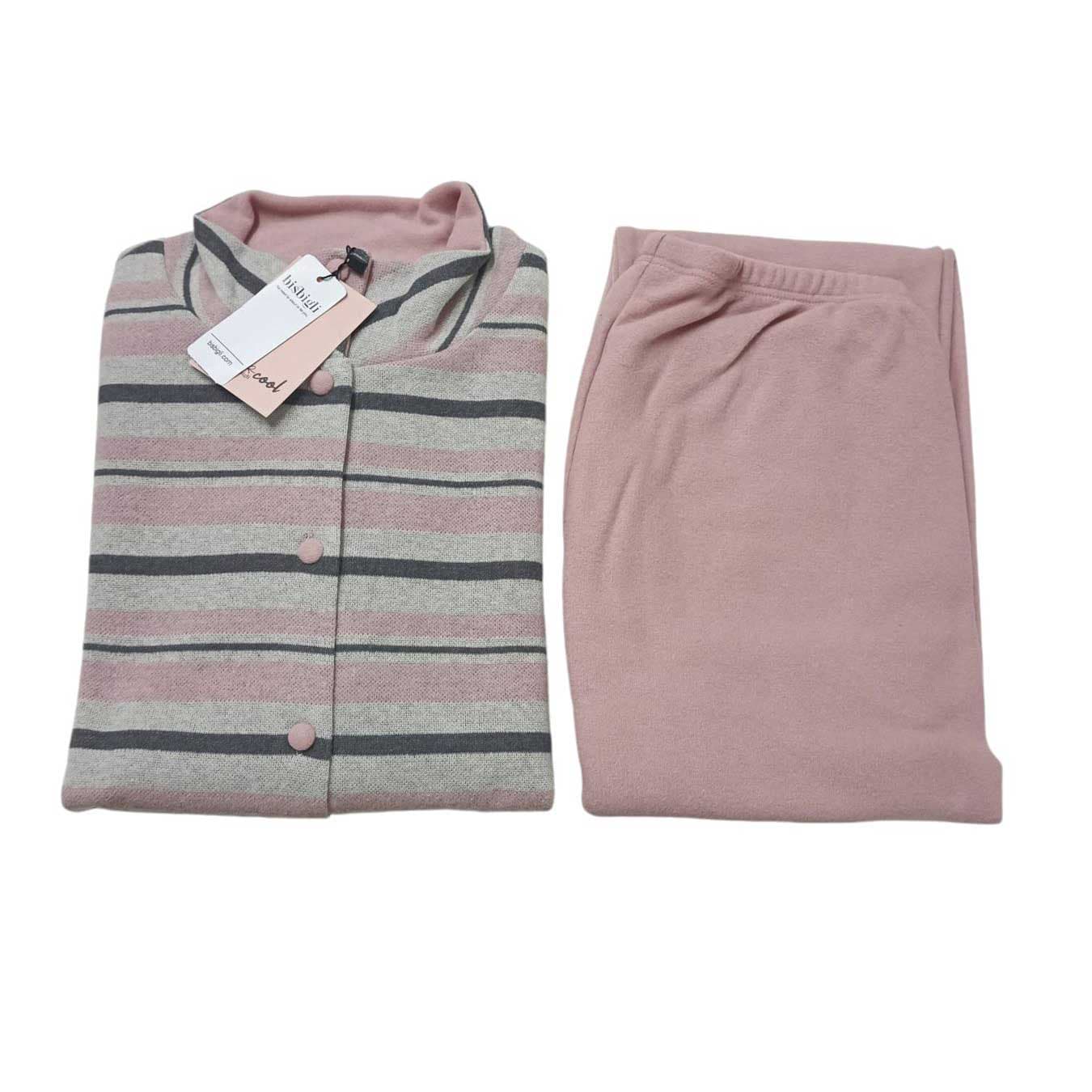 Pigiama Donna Bisbigli BO377762 Bee Cool Autunno/Inverno Aperto con Collo - 6