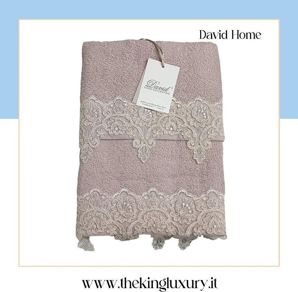 Set Asciugamani 1+1 David Pizzo Nuovo  Spugna di Cotone – Cipria