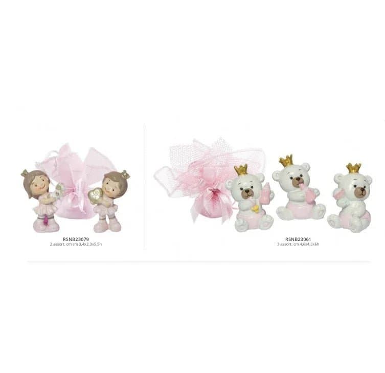 5 Pezzi Orsetto 3d  Resina Nascita Bimba Harmony - 2