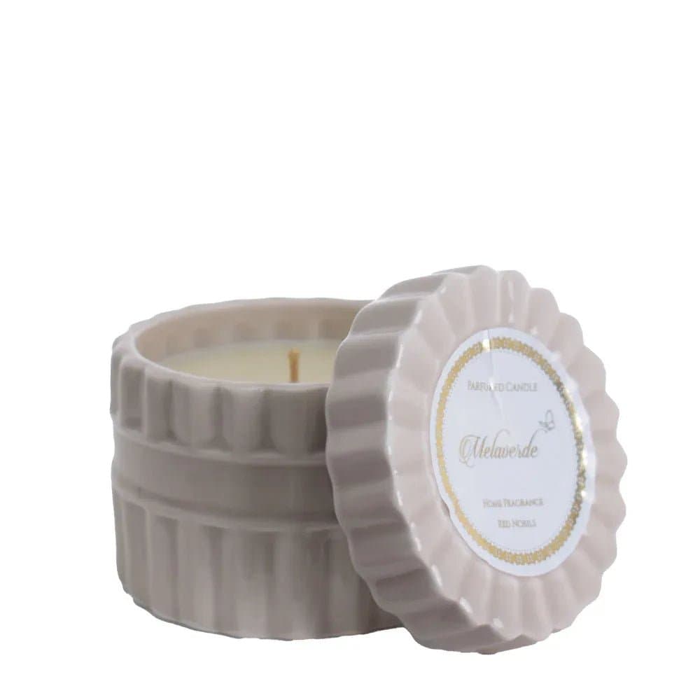 Candela Tonda Cipria Melaverde Bomboniera Ceramica - 2