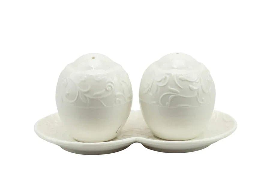 3 Pezzi Matrimonio Harmony Sale e pepe con vassoio PRMT24029  Porcellana - 4