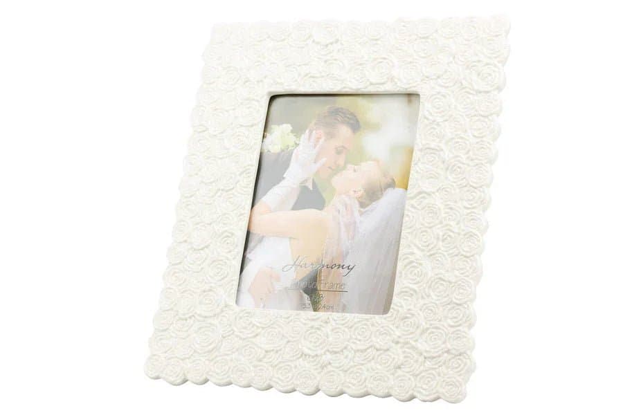 Matrimonio Harmony Portafoto grande decoro rose Porcellana - 3