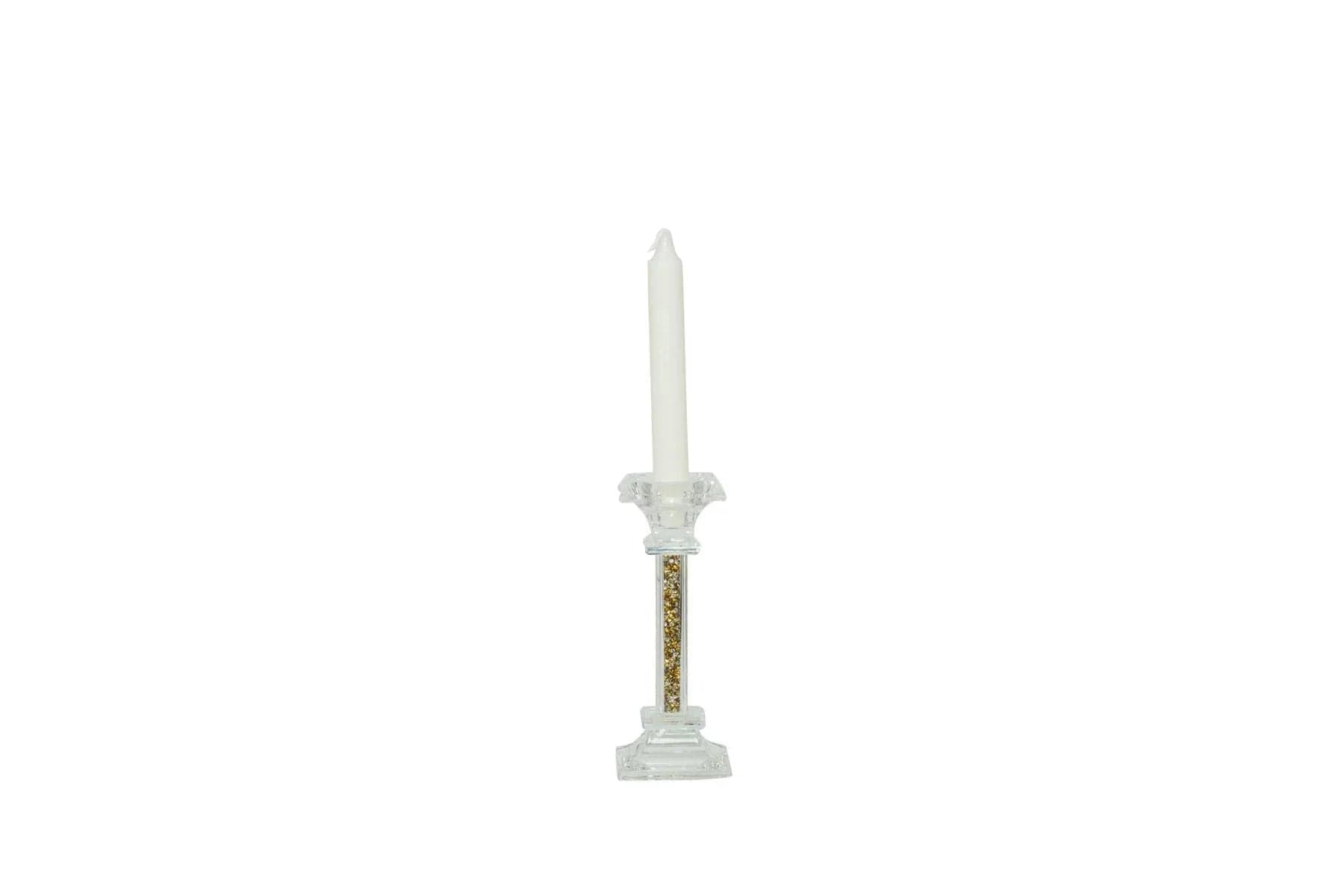2 Pezzi Matrimonio Harmony Porta candela con glitter oro  Cristallo - 4
