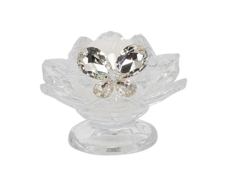 2 Pezzi Matrimonio Harmony Porta candela fiore di loto  Cristallo - 4