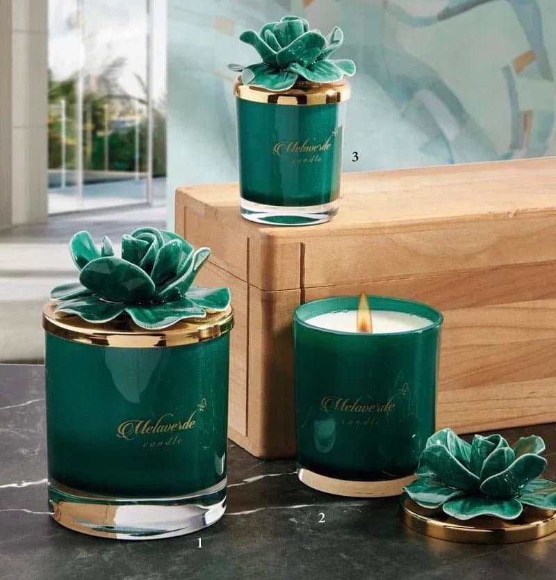 Candela Media Melaverde Verde – Bomboniera con Tappo Fiore - 2