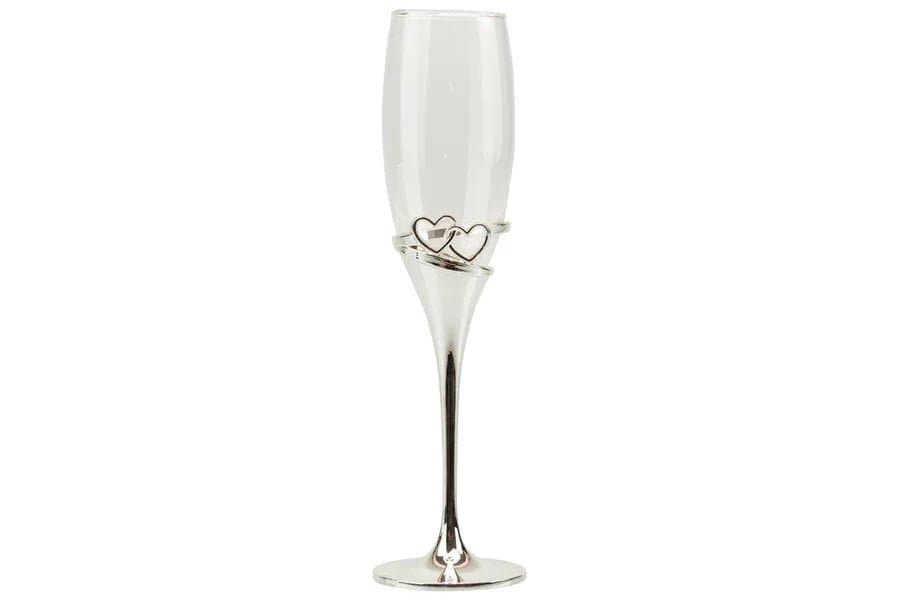 Matrimonio Harmony Coppia flut silver con doppio cuore Porcellana - 4