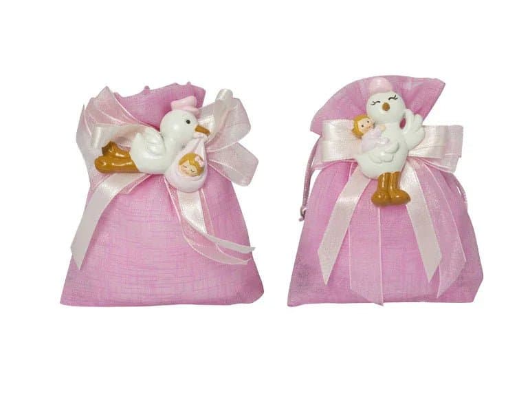 5 Pezzi Magnete cicogna con bimba  Resina Nascita Bimba Harmony - 2
