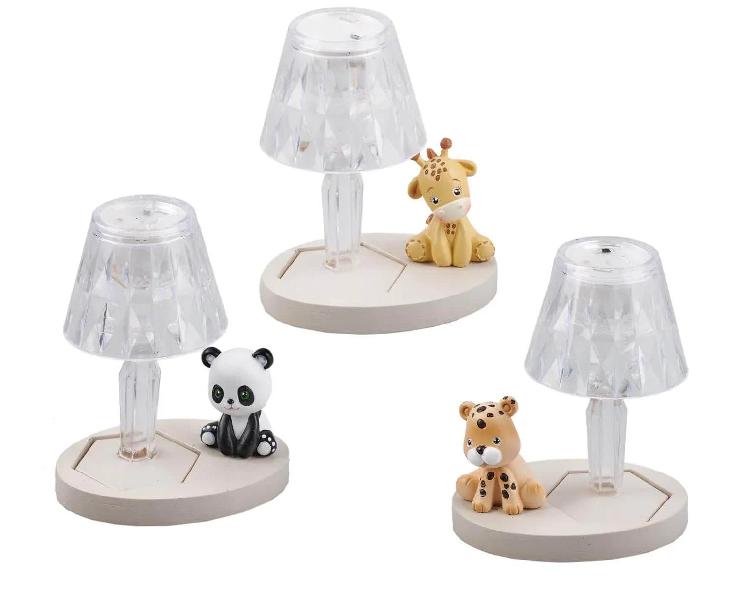 3 Pezzi Bomboniera Nascita Bimbo Bimba Lumetto LED Baby Zoo Plex e Legno - 3