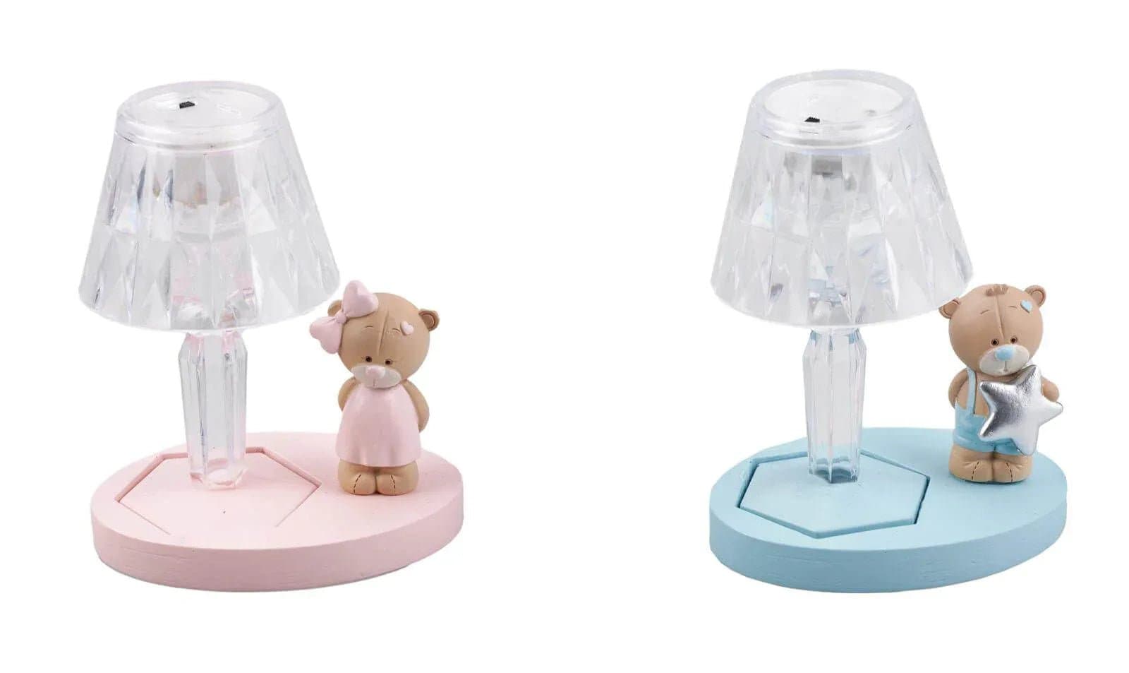 3 Pezzi Bomboniera Nascita Bimbo Lumetto LED Orsetto Boy - 3