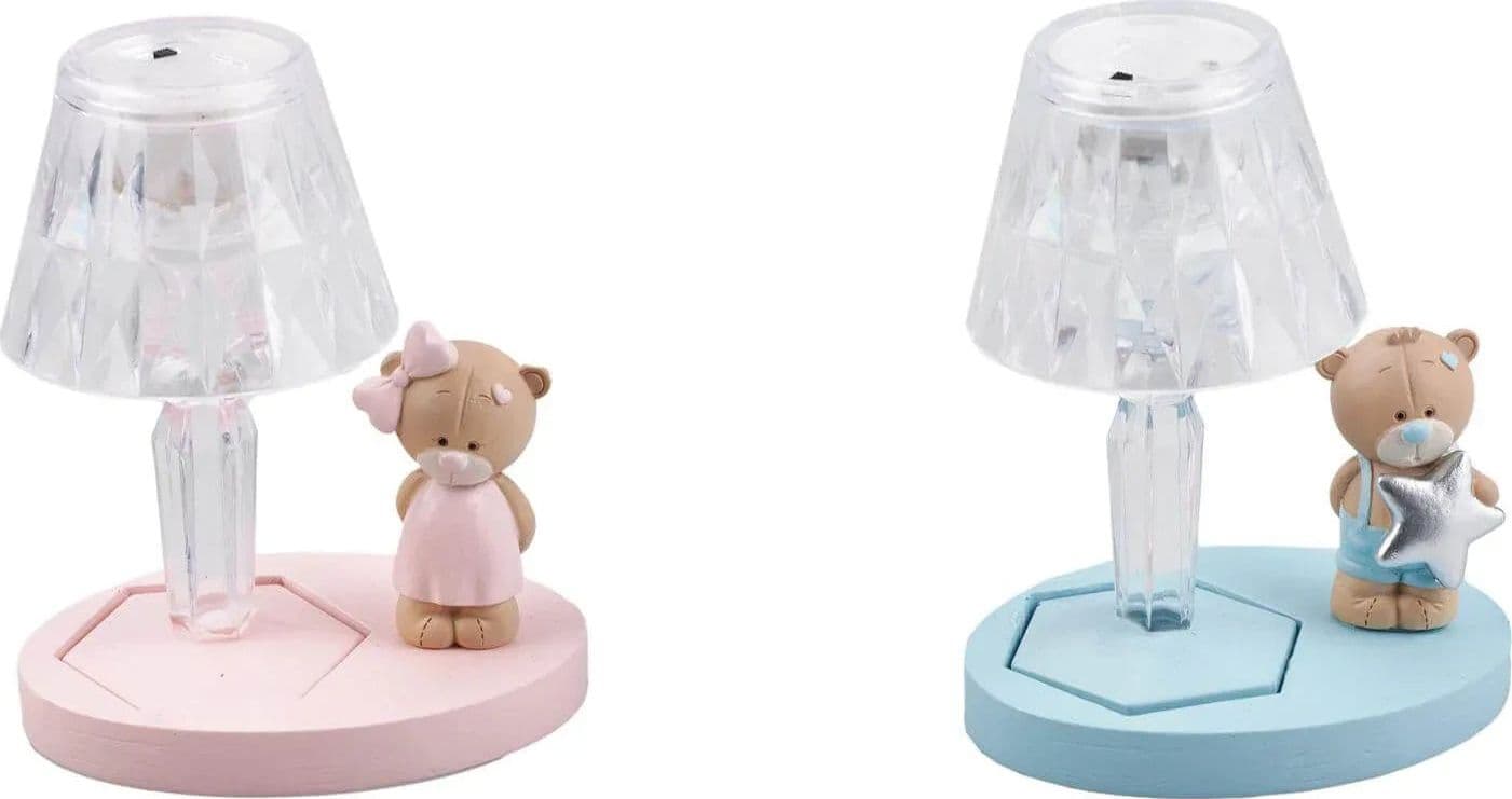 3 Pezzi Bomboniera Nascita Bimba Lumetto LED Orsetto Girl - 2