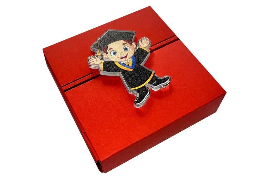 5 Pezzi Scatolina Laurea Harmony con Magnete Boy Silver – Porta Confetti 8x8 cm - 2