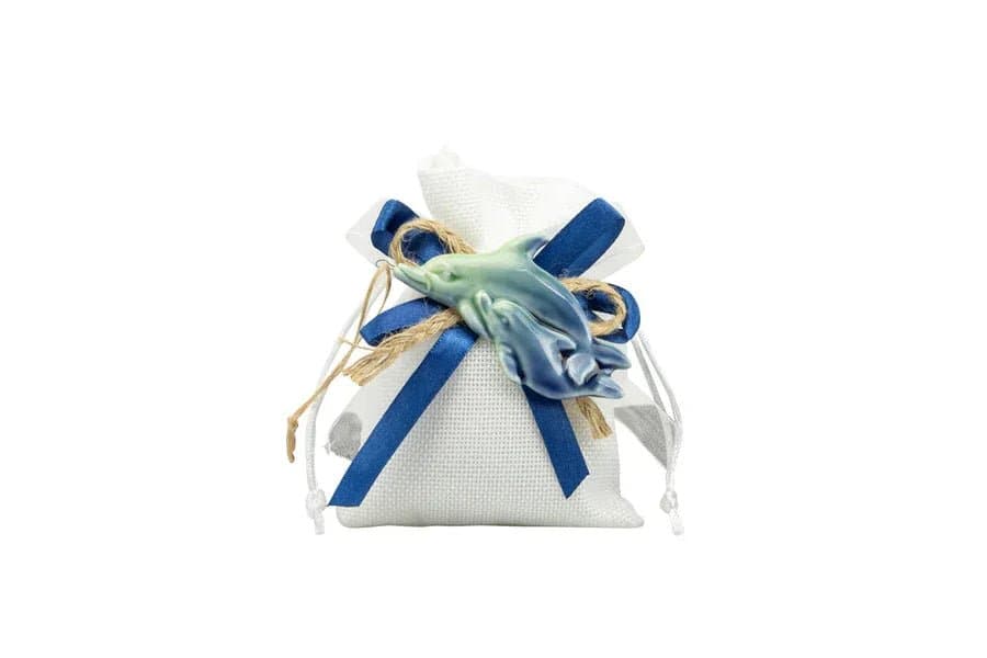 Sacchetto Matrimonio Harmony Magnete delfino e ippocampo blu - 2