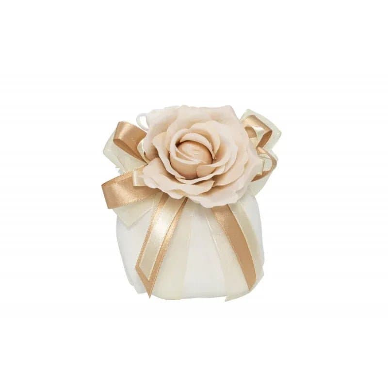 8 Pezzi Sacchetto Matrimonio Harmony Con rosa tortora  Cotone - 2