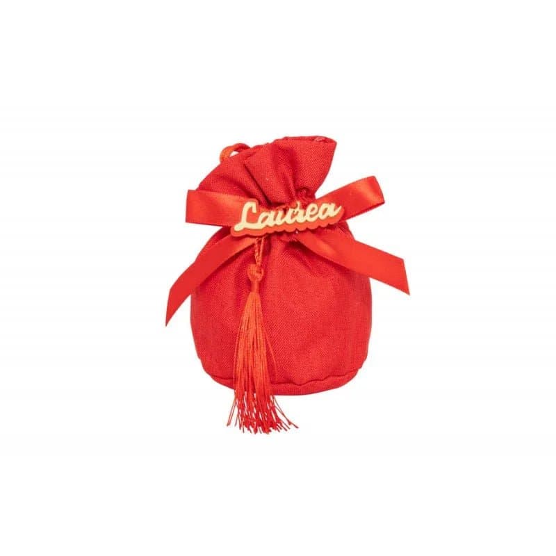 10 Pezzi Sacchetto Laurea Harmony rosso con scritta laurea  Cotone - 2