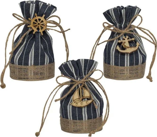 10 Pezzi Sacchetto Matrimonio Harmony Con applicazioni in legno Cotone - 2
