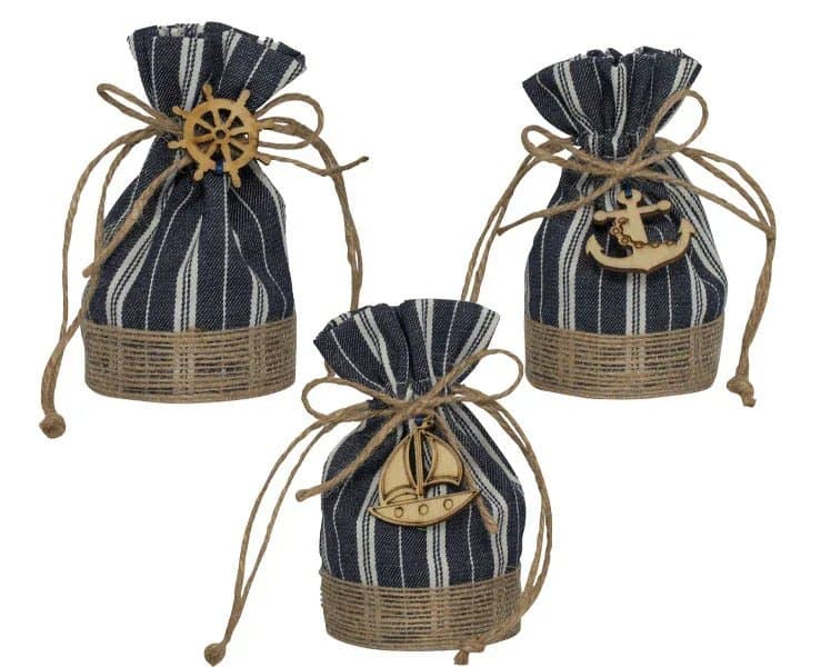 10 Pezzi Sacchetto Matrimonio Harmony Con applicazioni in legno Cotone - 2