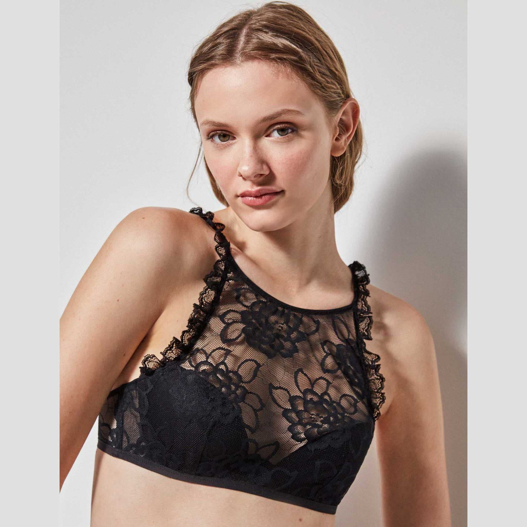 Reggiseno Donna Gisela Nero in Pizzo con Ferretto e Coppe Espanso