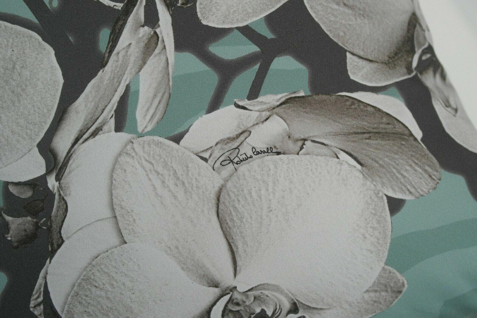 Cuscino Roberto Cavalli Divine Orchid Acqua 40x40 Raso Cotone - 2