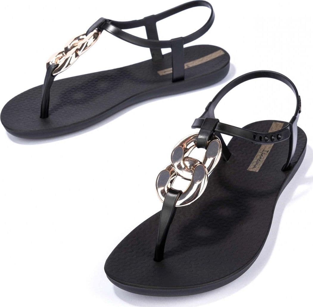 Sandali Ipanema Class Connect II donna Black Gold con catena dorata e suola ispirata a Ipanema lato