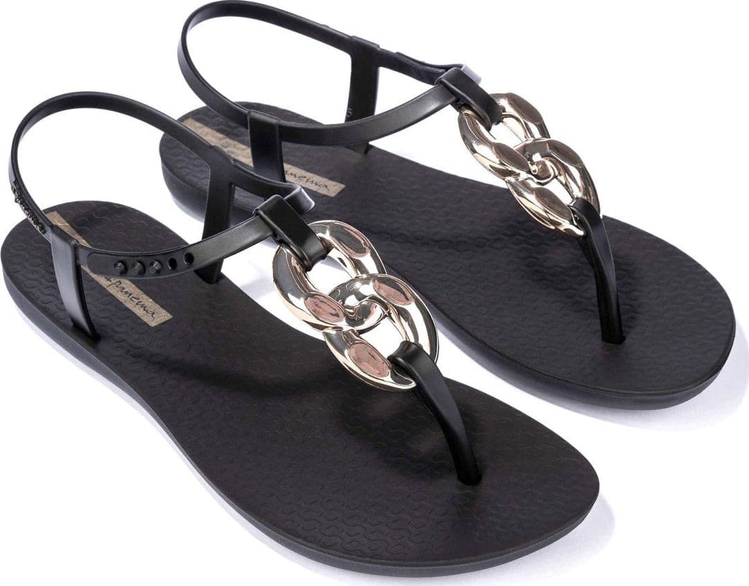 Sandali Ipanema Class Connect II donna Black Gold con catena dorata e suola ispirata a Ipanema lato