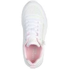 Sneakers bianche da bambina con soletta Memory Foam Skechers Uno Lite - Easy Zip - 3
