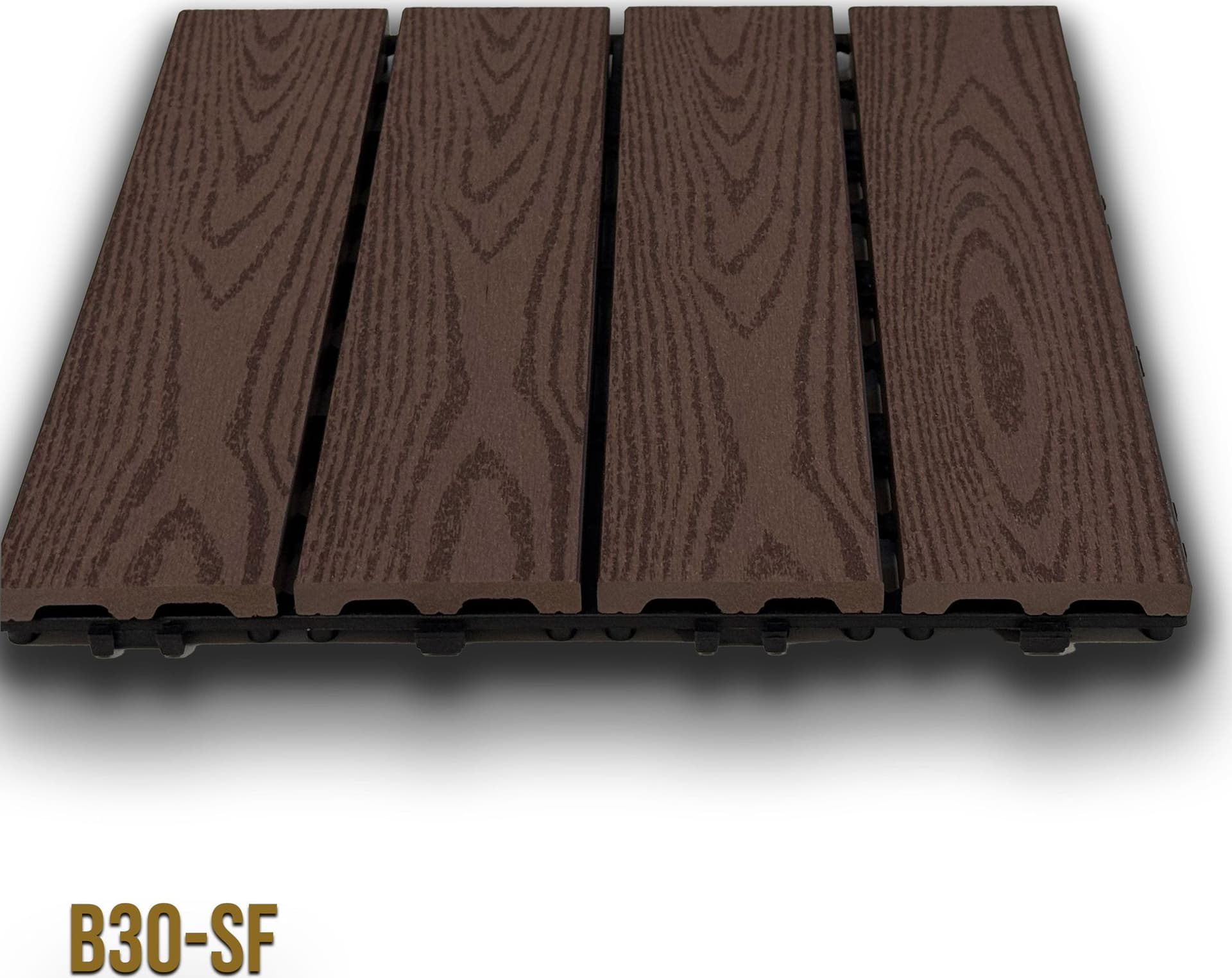 1mq (11 pezzi) di Pavimento Quadrotte in decking WPC da esterno 30X30cm (sp.2cm) inclusa struttura CLICK - Eternal Parquet