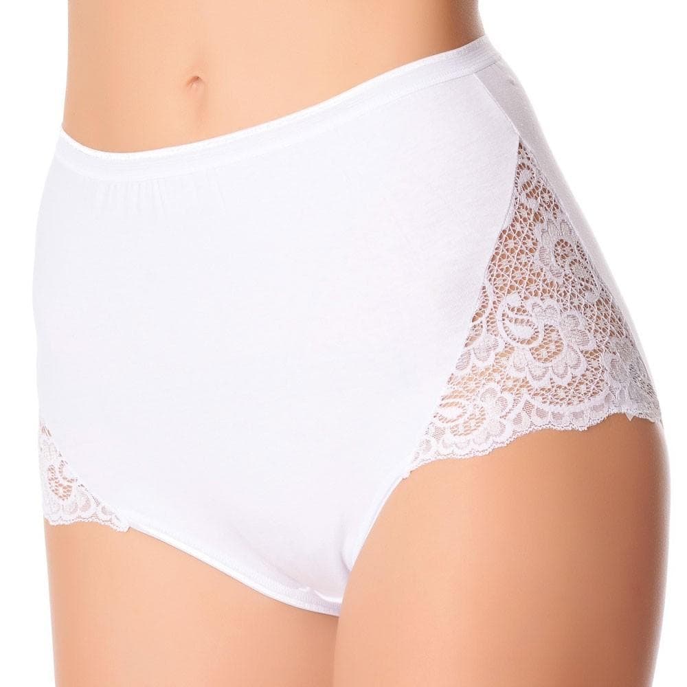 Slip Culotte in Cotone Jadea Mod. 07 In Pizzo Vita Alta Bianco/Nero - 5