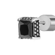 Marlù   Orecchino a lobo con zircone nero quadrato 0,34mm - 2