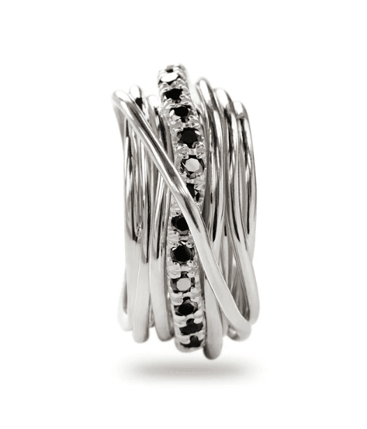 Rubinia Gioielli -  Anello Filodellavita Rock 13 fili in Argento 925 e Diamanti Black - 2