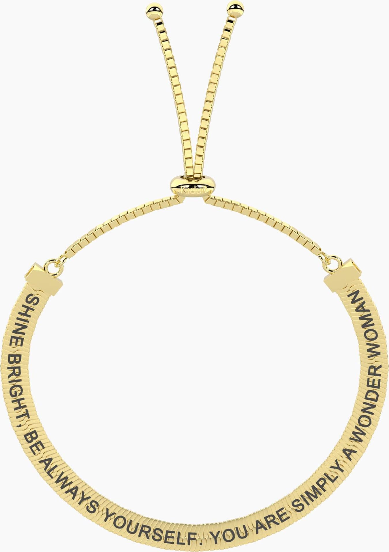 Kidult  -  Bracciale dorato elastico con frase  SIMPLY A WONDER WOMAN - 2
