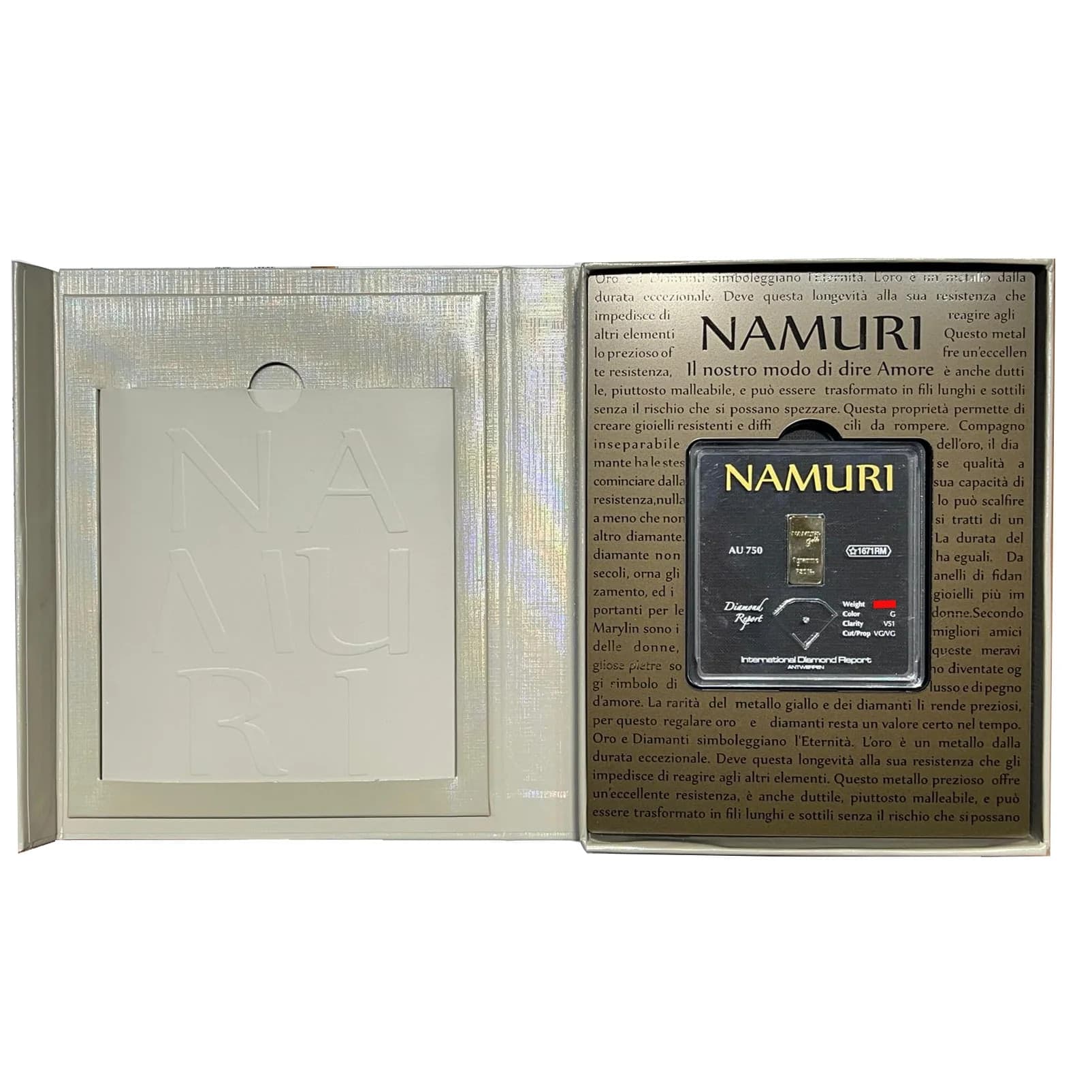 Namuri -  LINGOTTO 1 GRAMMO ORO 18KT e DIAMANTE 0,09CT G VS1