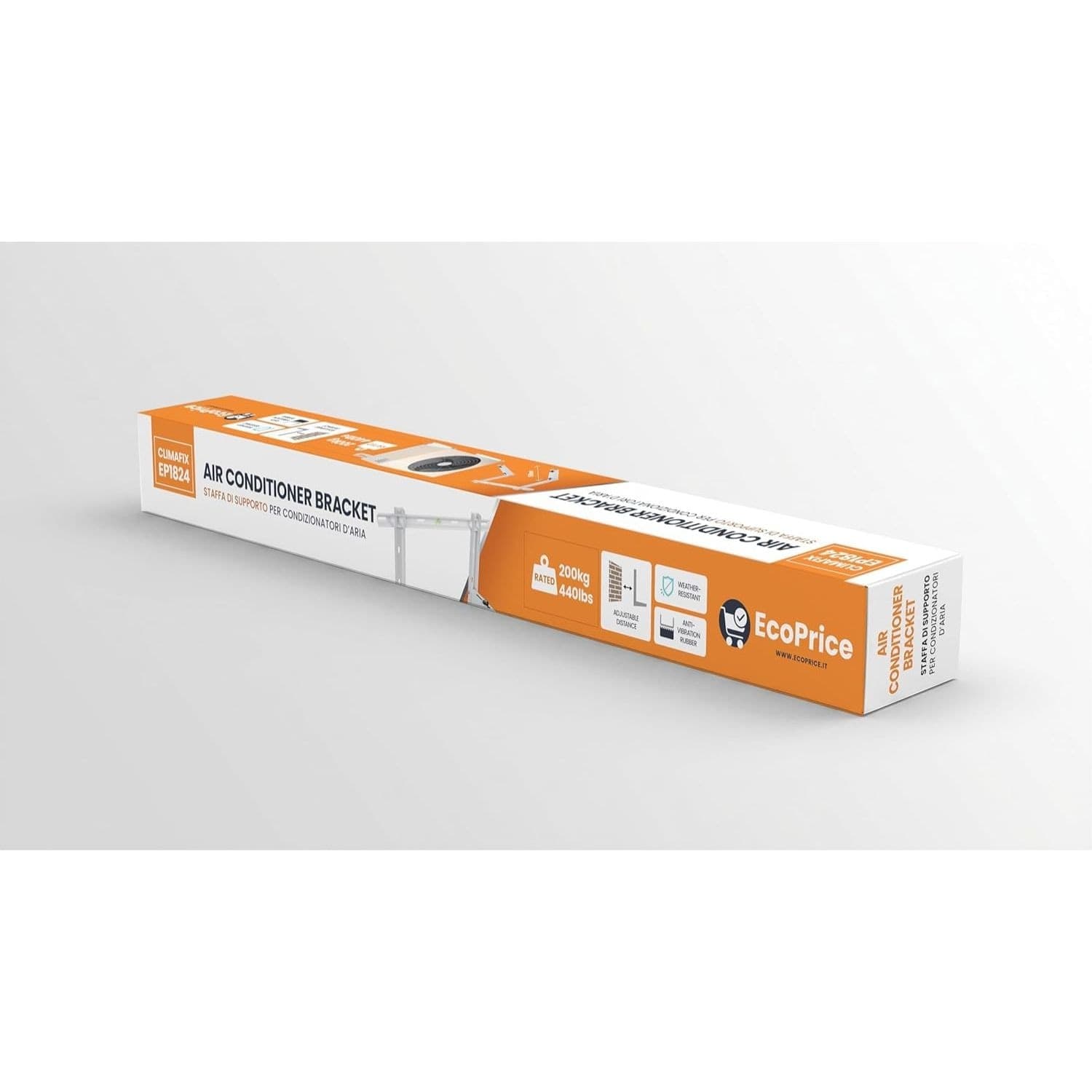 Staffa Climatizzatore in Acciaio Inossidabile, Resistente alle Intemperie, Supporto 200kg 18000-24000BTU,Livella e Kit Montaggio - 2