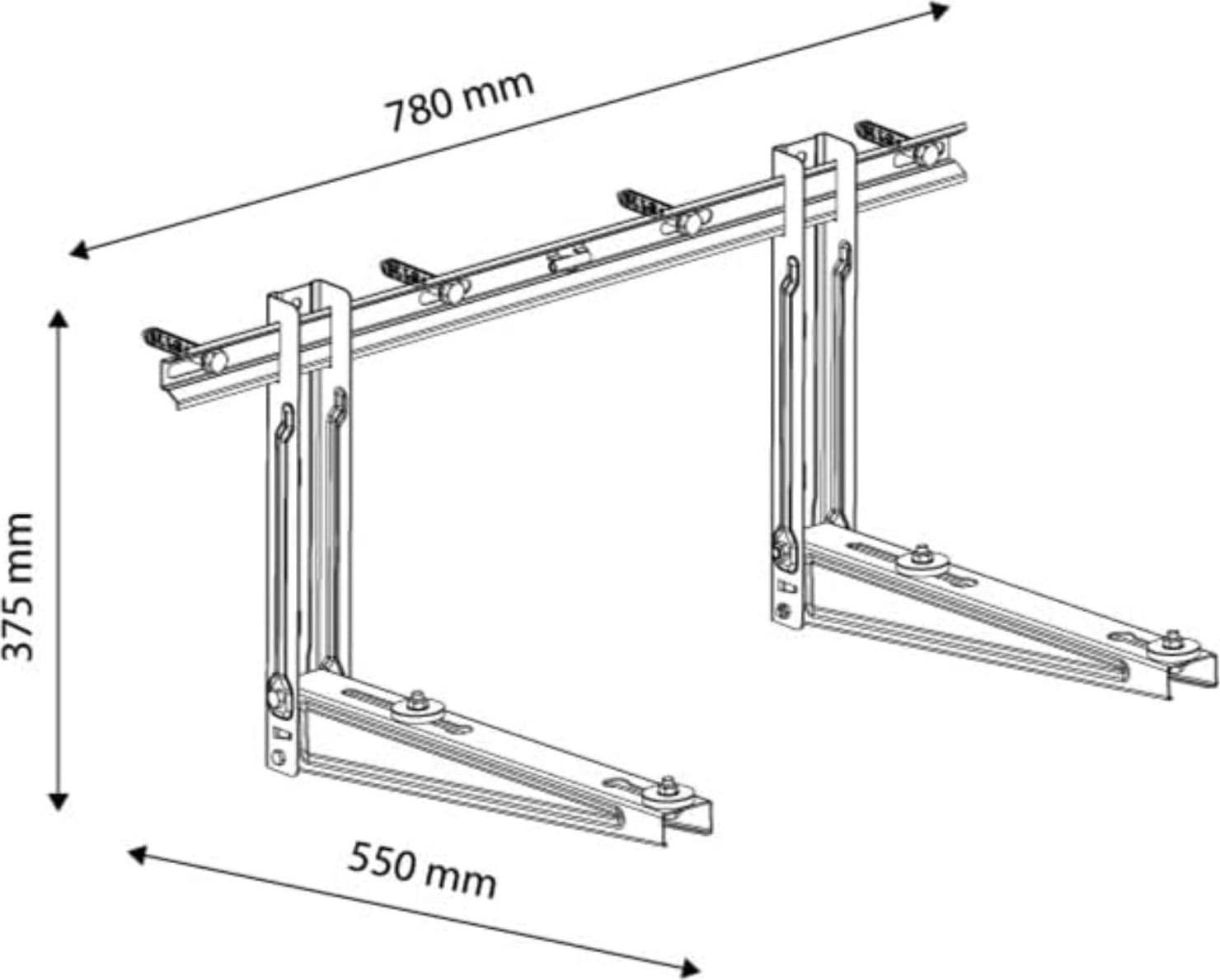 Staffa Climatizzatore in Acciaio Inossidabile, Resistente alle Intemperie, Supporto 200kg 18000-24000BTU,Livella e Kit Montaggio - 4