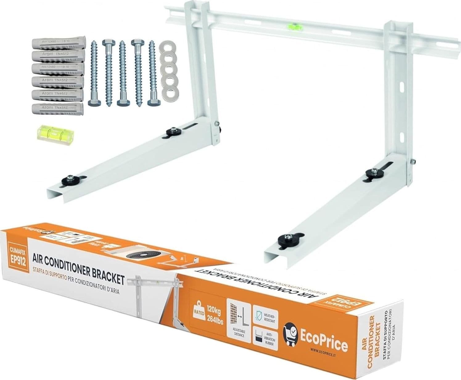 Ecoprice Staffa Per Climatizzatore / Condizionatore - Portata max 120kg  9000 BTU 12000 BTU - 2