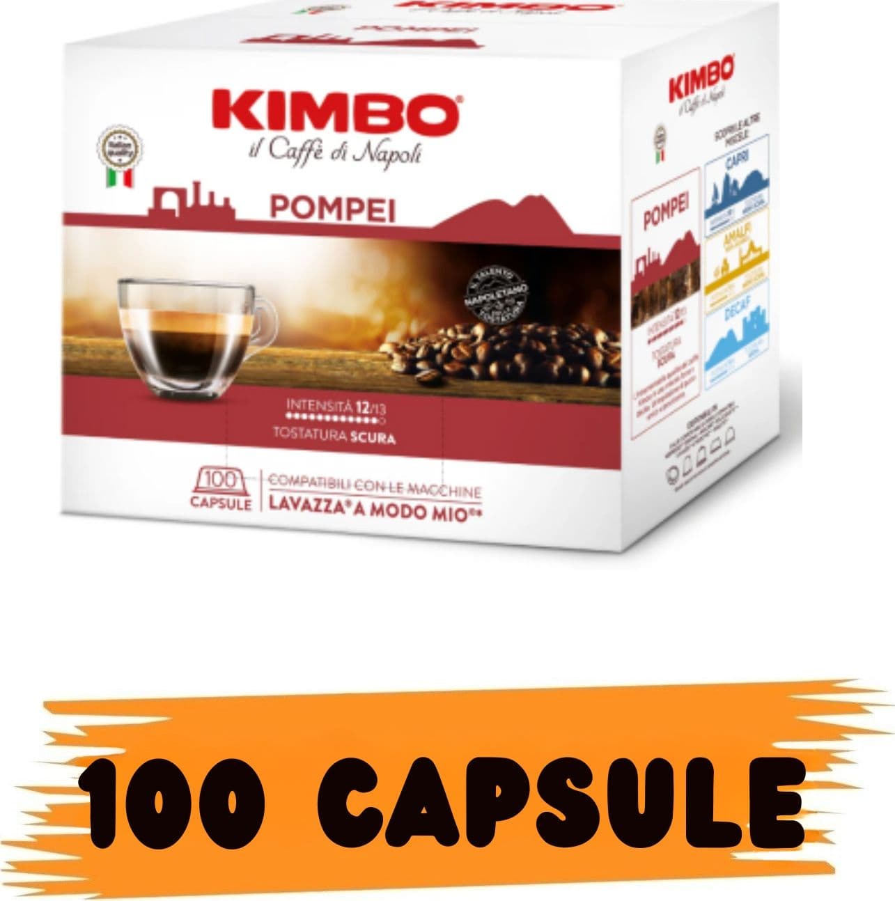 100 Capsule Caffè KIMBO Compatibili Lavazza a Modo Mio Pompei