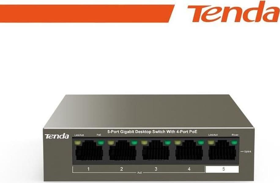Tenda Switch Desktop 5 Porte 10/100/1000 con 4 Porte PoE - TEG1105P-4-63W