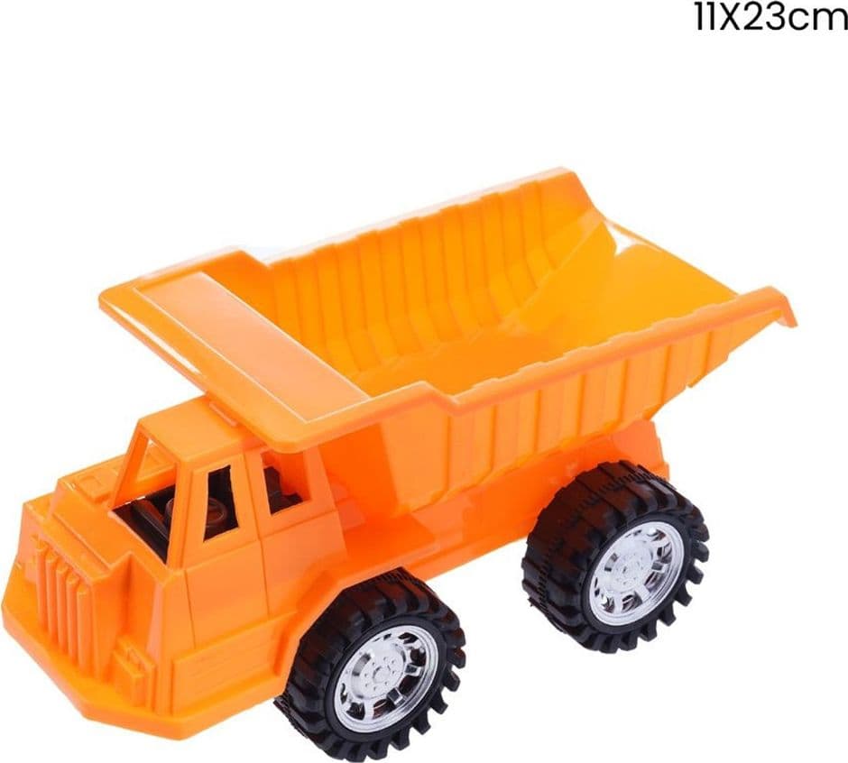 CAMION GIOCATTOLO ARANCIONE CON CASSONE RIBALTABILE PER BAMBINI SPIAGGIA 11X23CM 258260 - 2