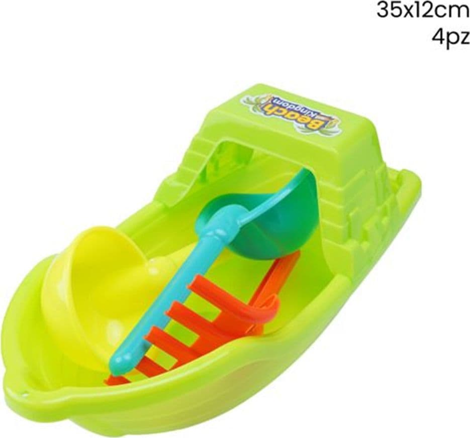 SET GIOCATTOLI SPIAGGIA CON BARCA RASTRELLO PALETTA MARE PER BAMBINI 35X12CM 258262 - 2