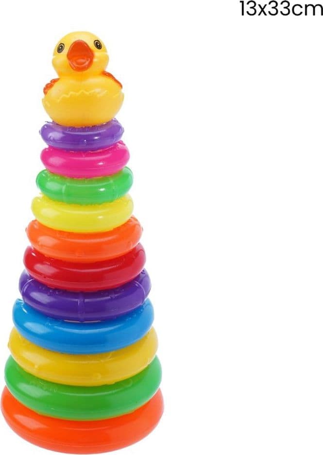 PIRAMIDE ANATRA CON 11 ANELLI IMPILABILI MULTICOLORE GIOCO PER BAMBINI 13X33CM 258245 - 2