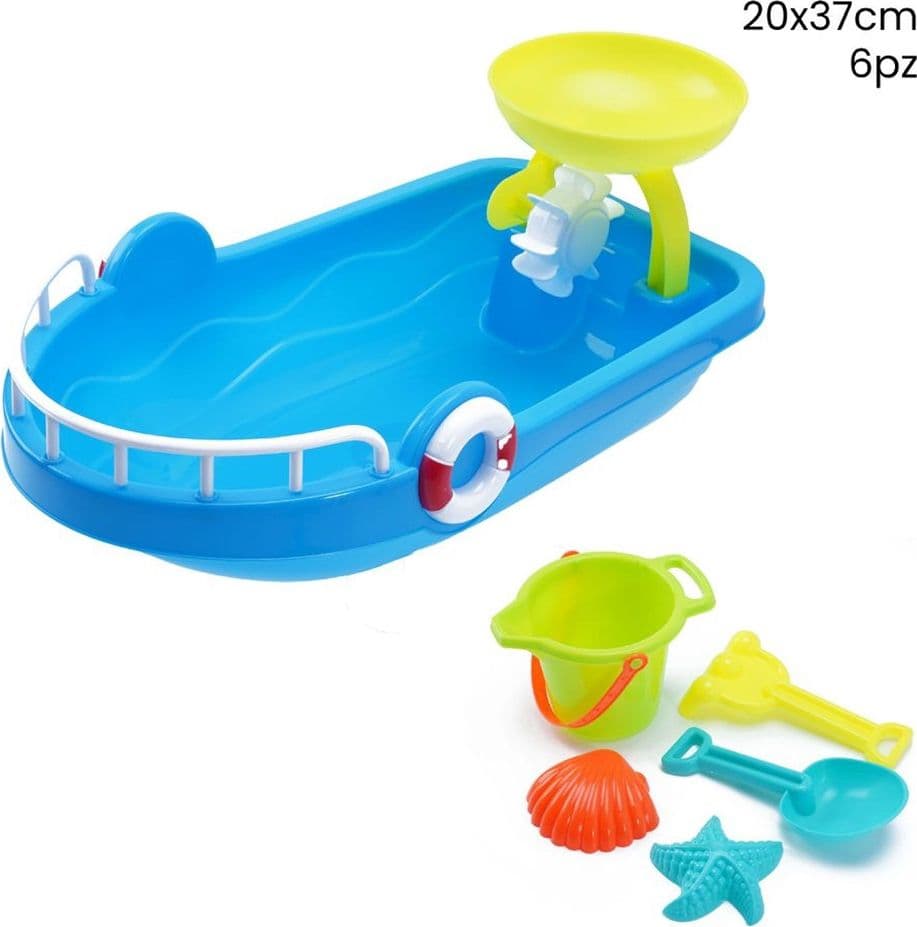 SET 6 PZ BARCA CON ACCESSORI MARE SPIAGGIA GIOCATTOLI PER BAMBINI ESTATE 20X37CM 258261 - 2