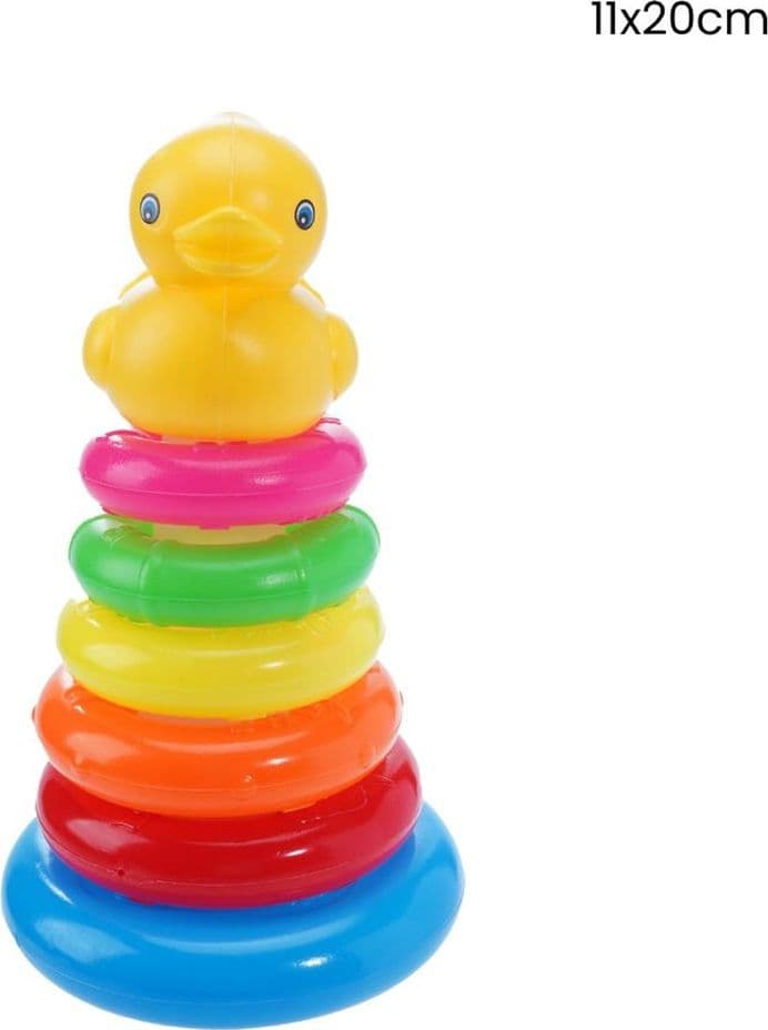 PIRAMIDE ANATRA CON ANELLI CERCHI IMPILABILI MULTICOLORE GIOCO PER BAMBINI 11X20CM 258246 - 2