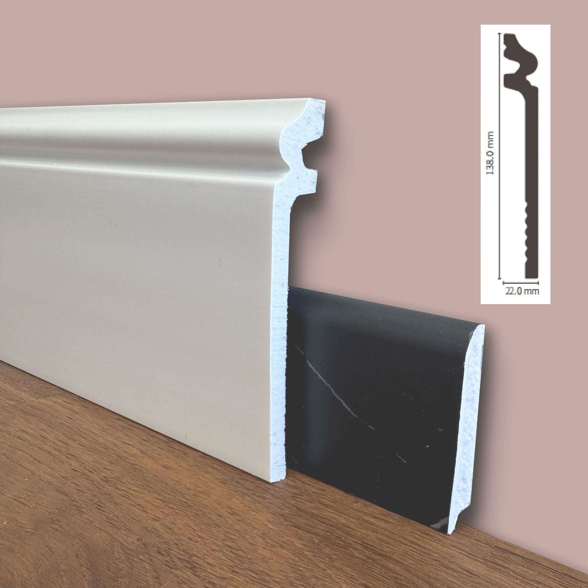 Battiscopa COPRIMARMO DUCALE in POLIMERI linea BASICBOARD  138x22mm - BIANCO pitturabile (prezzo al metro) in Battiscopa Eternal Parquet - Ariano Irpino, commercioVirtuoso.it