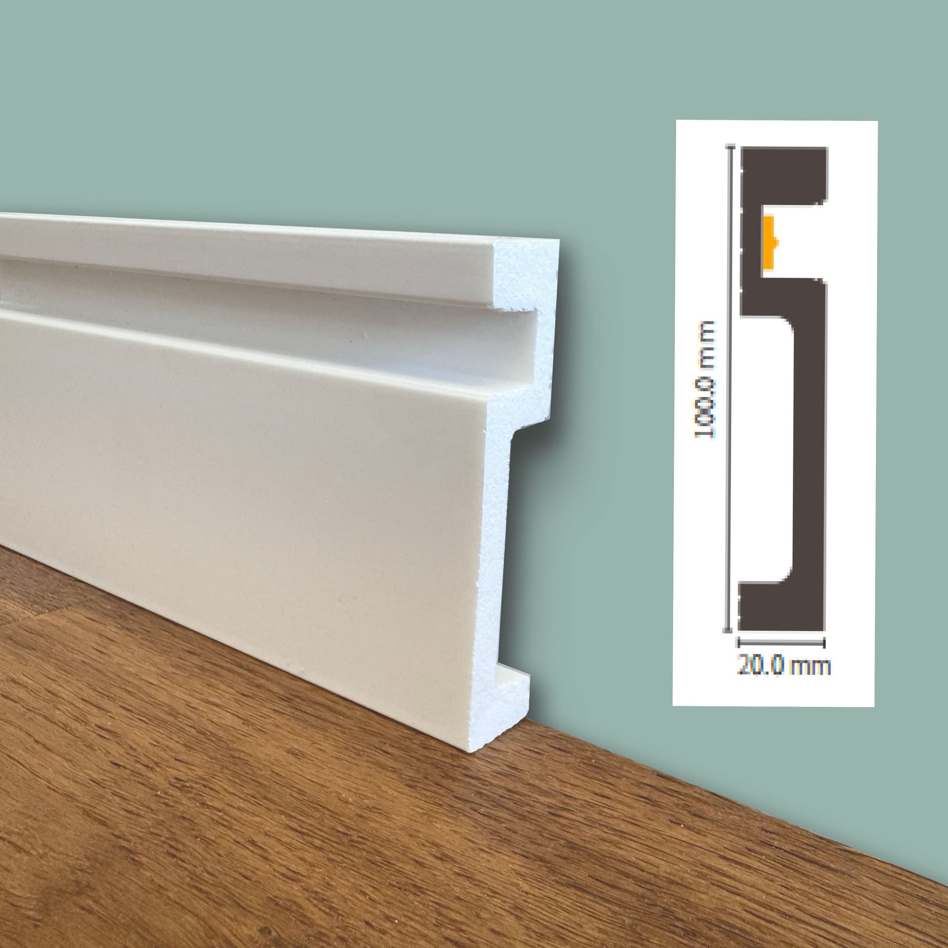 Battiscopa Quadro predisposizione LED in POLIMERI linea BASICBOARD  100x20mm - BIANCO pitturabile (prezzo al metro) in Battiscopa Eternal Parquet - Ariano Irpino, commercioVirtuoso.it